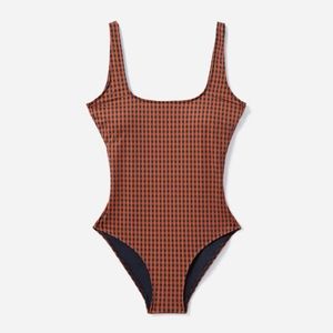Everlane The Square-Neck One Piece in Honey Gingham